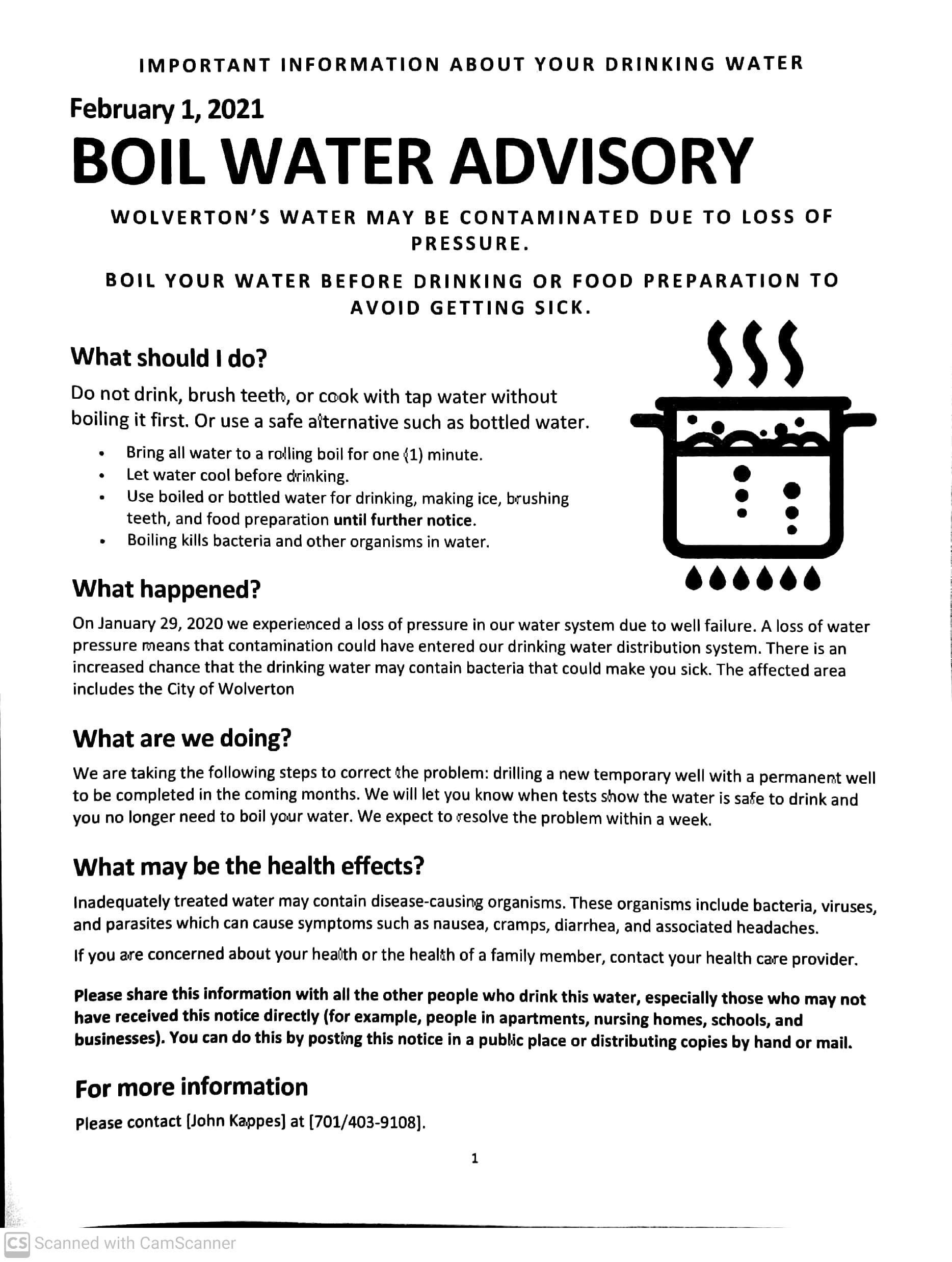 Boil Advisory - City Of Wolverton